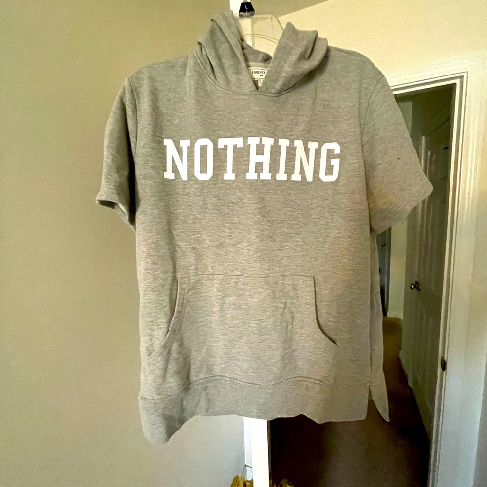 Large Grey short sleeved Hoodie